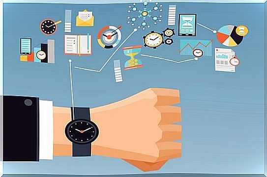 A wristwatch and many useful tools to increase efficiency