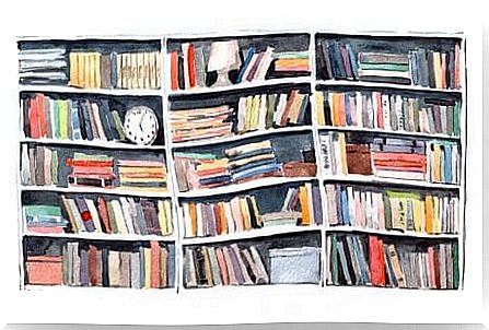 A sketch of a bookcase.