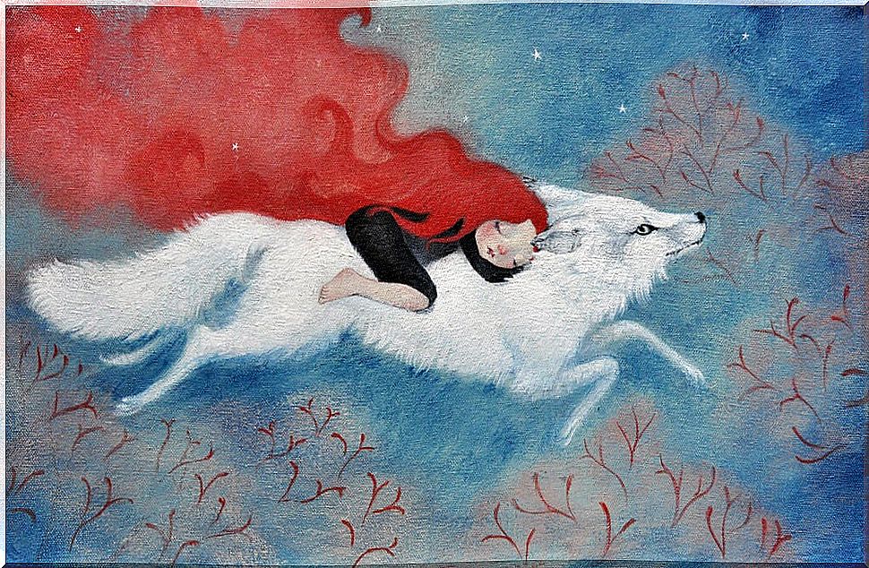 Woman with wolf