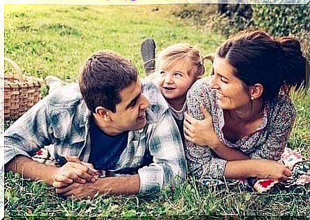 Happy family is having a picnic