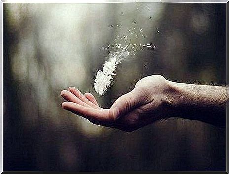 Hand with feather