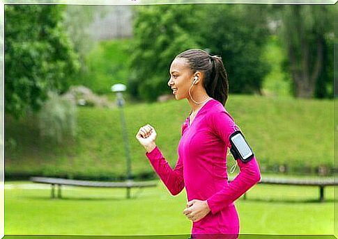 A woman doing power walking