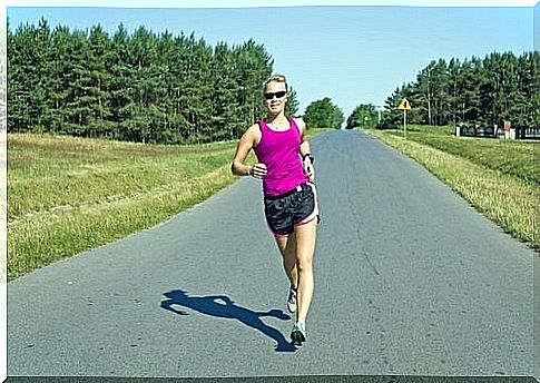 Woman running on the street